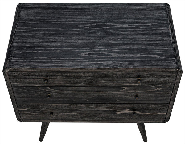 Bart Chest in Cinder Black Mindi and Veneer with Brass Pulls