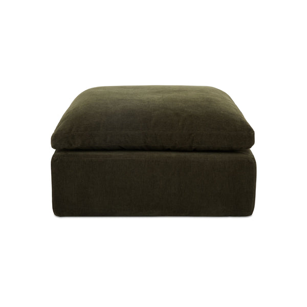 Moe's Cates Ottoman in Dark Green