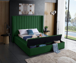 Joanne Queen Bed In Green Velvet