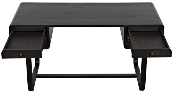 Voltes Ebony Walnut Desk with Matte Black Industrial Steel Base