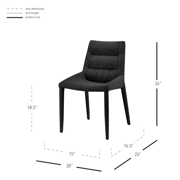 Kelsey Fabric Dining Side Chair, Boucle Black