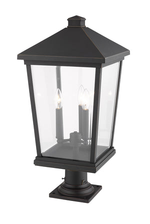 Beacon 3 Light Outdoor Pier Mounted Fixture in Oil Rubbed Bronze Finish