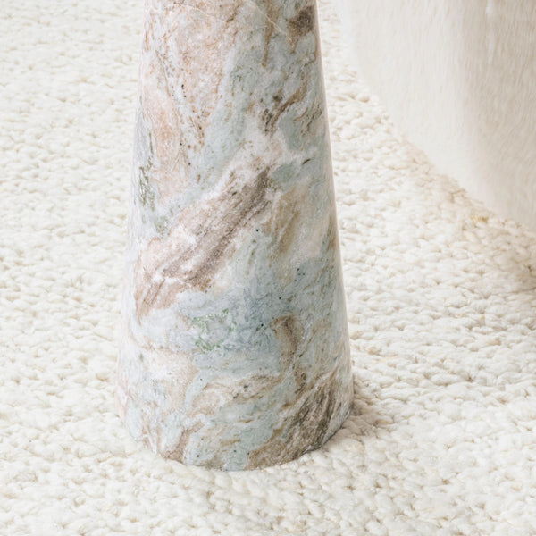 Huxley Marble Round Accent Table with Rusty Gray Veining