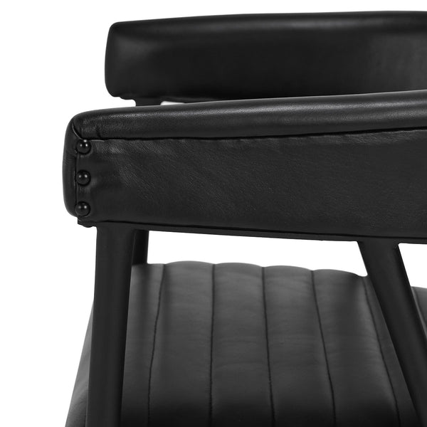 Preston Leather Dining Chair - Midnight Raven with Iron Base