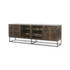 Kelby Media Console-Carved Vintage Brown
