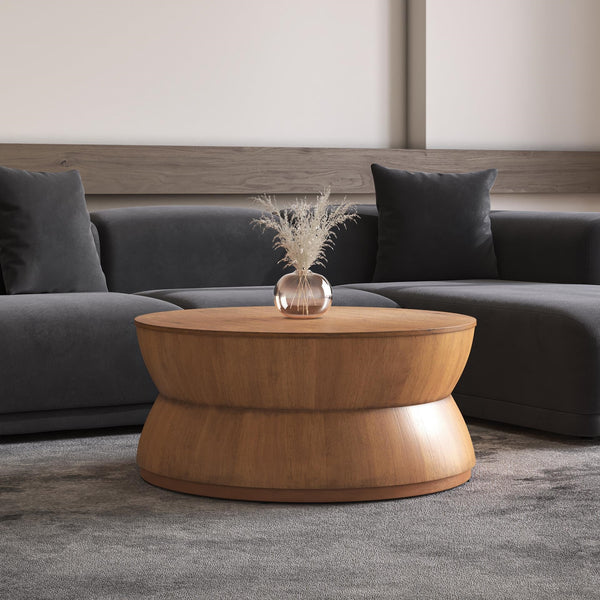 Bernie Round Coffee Table, Java Brown