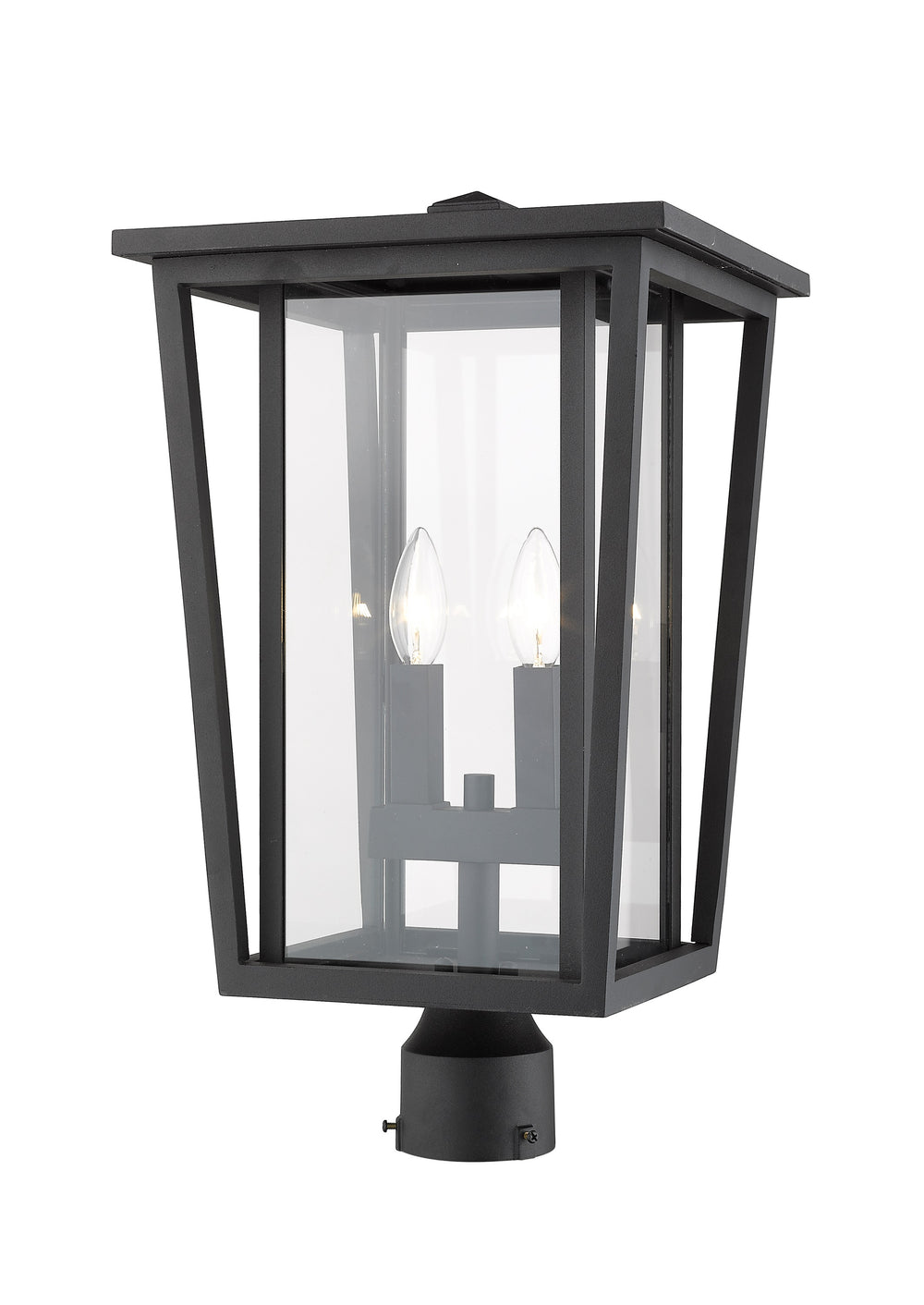 Seoul 2 Light Outdoor Post Mount Fixture in Black Finish