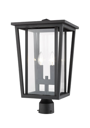 Seoul 2 Light Outdoor Post Mount Fixture in Black Finish