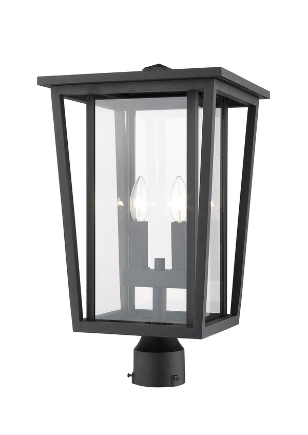 Seoul 2 Light Outdoor Post Mount Fixture in Black Finish