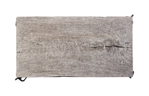 Atlas Coffee Table, Chamcha Wood, Gray Stone Finish, Metal