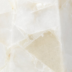 Borealix Alabaster Hexagon Table Lamp with Linen Shade