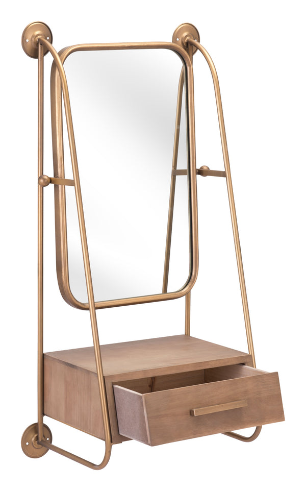 Peralta Mirror Shelf Gold