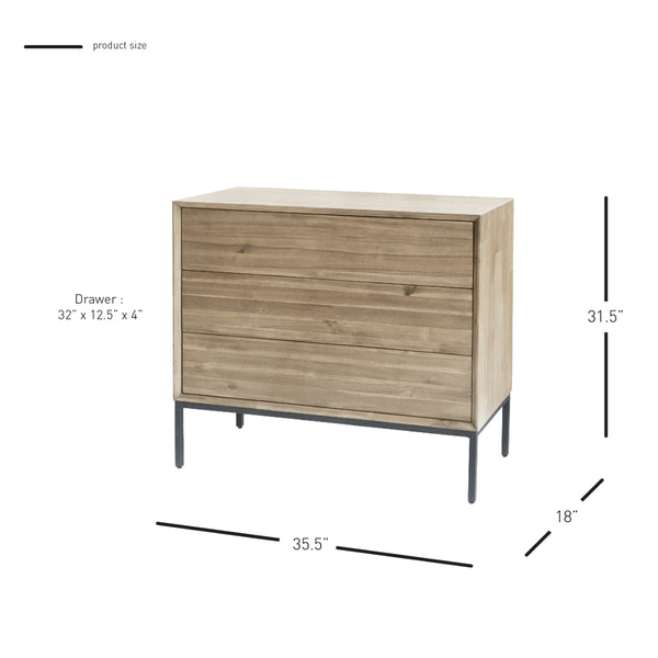 Hathaway KD Chest 3 Drawers, Drifted Sand