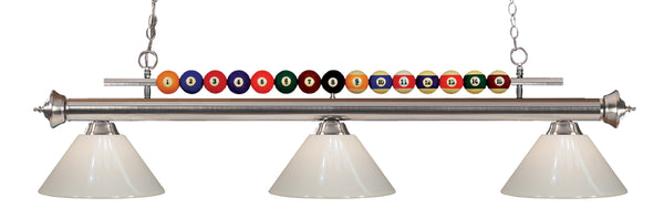 Shark 3 Light Billiard Light in Brushed Nickel Finish