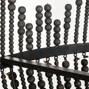Liam I 32x30 Black Wooden Bead Bowl-Style Four Bulb Chandelier