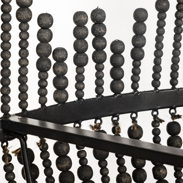 Liam I 32x30 Black Wooden Bead Bowl-Style Four Bulb Chandelier