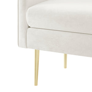 Marsha KD Velvet Bench, Dainty Cream