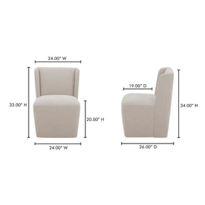 Cormac Rolling Dining Chair in Warm Sand