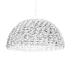 DOME SHAPED PENDANT WRAPPED WITH WHITEWASH WOOD BEADS