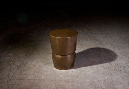 Carved Stool, Polished Bronze