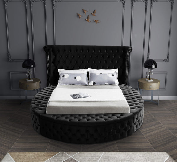 Lorena Queen Bed In Black Velvet