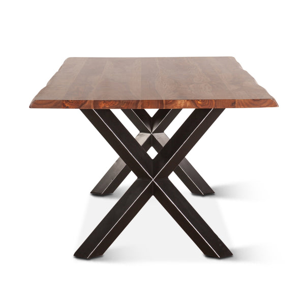 Brisbane 80" Sheesham Wood and Iron Dining Table, Natural