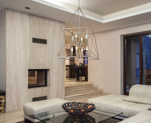 Trestle 8 Light Pendant in Antique Silver Finish
