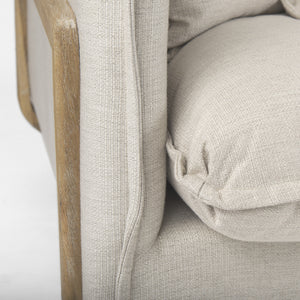 Roy I 84" Beige Upholstered Three Seater Sofa