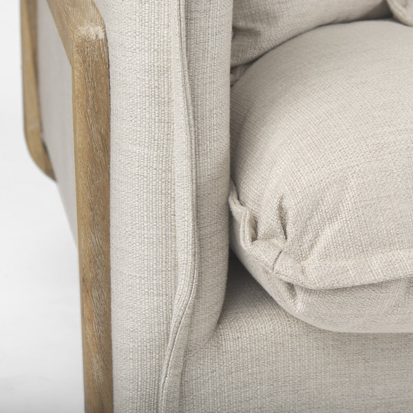 Roy I 84" Beige Upholstered Three Seater Sofa