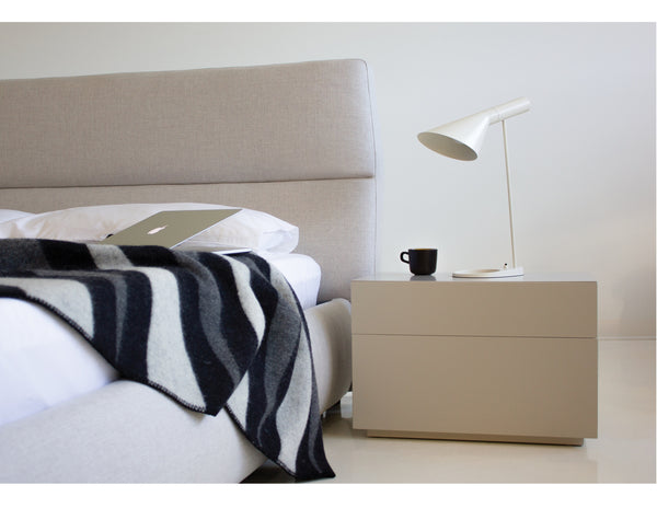 Lunar Storage King Bed in greige tweed