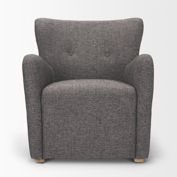 Dunstan Accent Chair Upholstered Gray Twill Fabric and Medium Brown Wood Feet