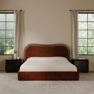 Camilla King Bed in Chestnut with Wave Design