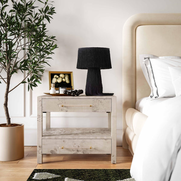 Brandyss White Burl Nightstand