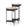 Wade Travertine Marble w/ Matte Black Metal End Tables