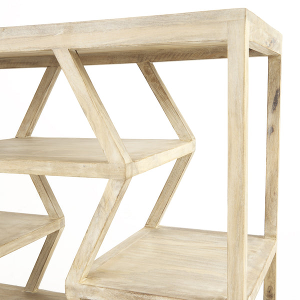 Dayton II 66L x 16W Natural Wooden Multi-Level Shelf Console Table