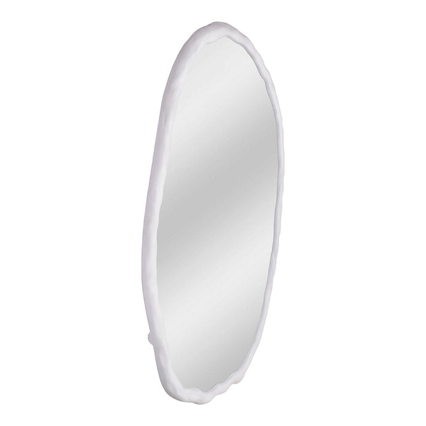 Foundry Oval Mirror White with Aluminum Frame
