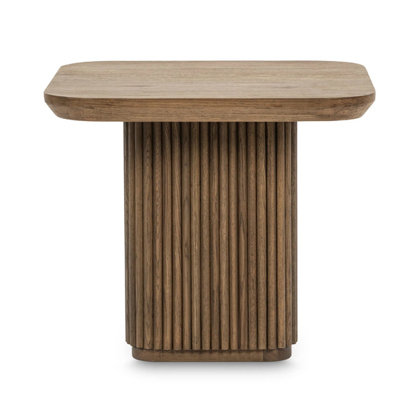 Vander Solid Wood Square End Table - Tawny Brown