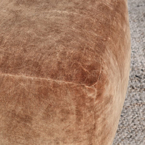 Heirloom Velvet Pouf with Stonewashed Removable Cover