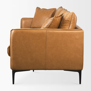 Lake Como 85.8L x 36.6W x 32.3H Tan Leather Three Seater Sofa