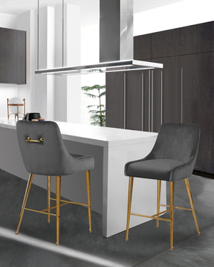 Irvin Stool In Grey Velvet