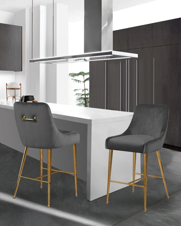 Irvin Stool In Grey Velvet
