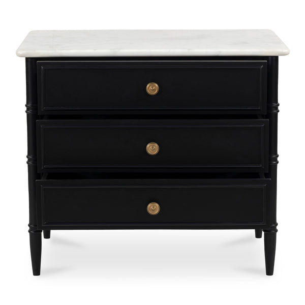 Eleanor Nightstand in Black with Marble Top