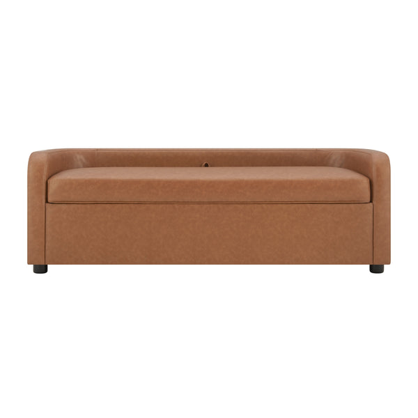 Wendy KD Faux Leather Storage Bench, Vintage Cider