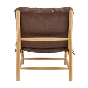 Oswald Faux Leather Tufted Accent Chair, Casa Brown