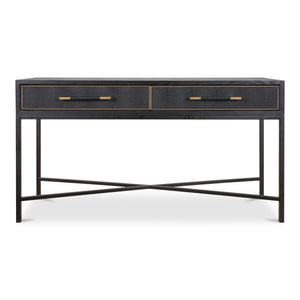 Mako Console Table in Black Oak with Brass Accents