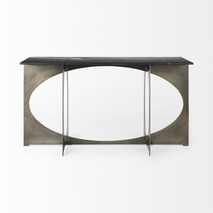 Reinhold IV Black Marble Top Iron Console Table
