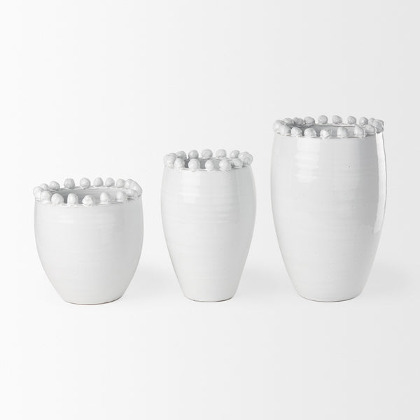 Basin Large Off-White Glazed Vase