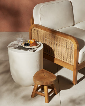 Basil Outdoor Drink Table In Matte White
