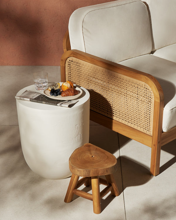 Basil Outdoor Drink Table In Matte White