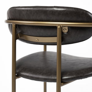 Parker Brown Faux Leather Seat Gold Metal Dining Chair